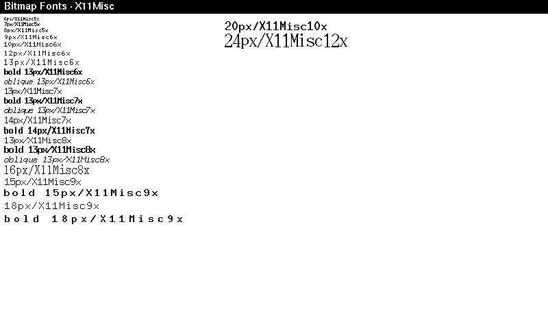 Bitmap font demo - X11Misc