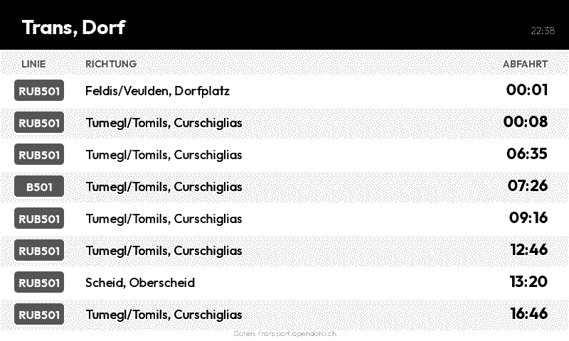 Transit departures screen