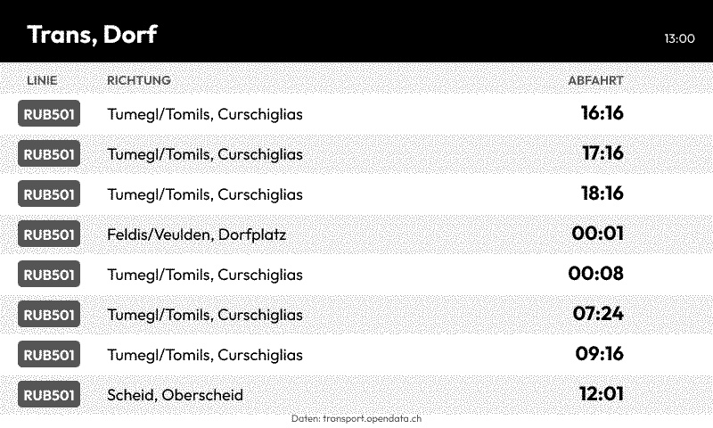 Transit departures screen